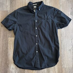 Denim & Flower Men's Black Short Sleeve Shirt w/ White Dots 100% Cotton